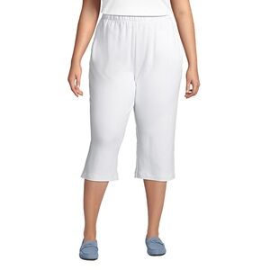 Lands’ End Women’s Plus Petite Sport Knit White Capri Pants, 1X